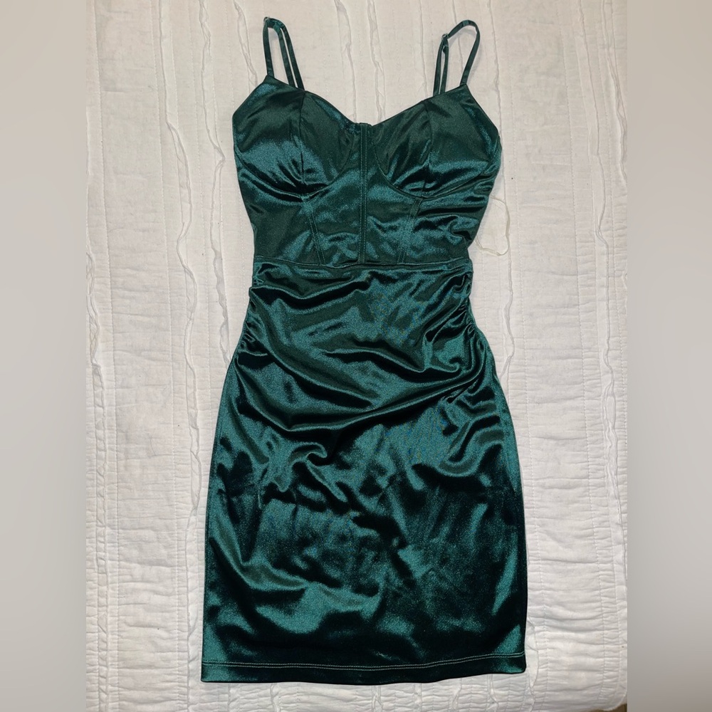 Emerald Sundae Green Satin Mini Dress